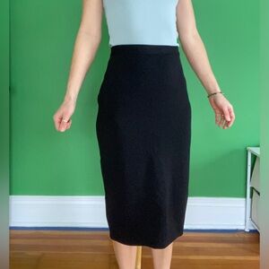 Vintage 80s Henri Bendel Black knit mid length pencil Skirt